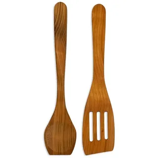 SOHFA Pfannenwender 2er Pfannenwender Set, europäisches Holz braun