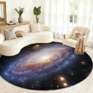 Generisch Runder Galaxy-Teppich, 150 cm, Fantasie-Milchstraße, rund, für Schlafzimmer, waschbar, runde Teppiche für Wohnzimmer, Büro, Couchtisch, Heimdekoration