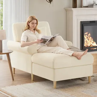 Gepolsterter Relaxsessel, Klappbarer Schlafsessel, Bequemer Lesesessel, Lounge-sessel, Xxl Großer Lesesessel, Samtbezogener Lounge-sessel, Sitzsack Für Wohn- Und Schlafzimmer, Beige