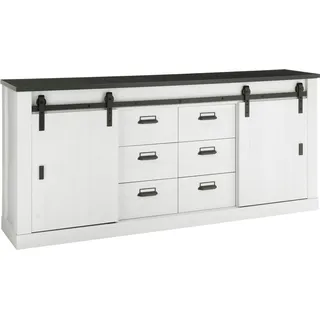 Home Affaire SHERWOOD Sideboard 201 cm Weiß Holz/Metall