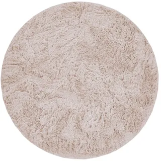 KADIMA DESIGN Hochflor Teppich Shaggy waschbar Unifarben Schlafzimmer schmutzabweisend Creme Rund 80D | 100% Polyester | Florhöhe: 33 mm | pflegeleicht