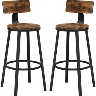VASAGLE Barhocker 2er Set ergonomisch Holz Metall 2er Set  Braun/Schwarz