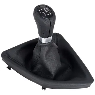 L & P Car Design Schaltsack & Schaltknauf für BMW 1er e81 e82 e87 e88 - Bj. 2004 - 2011 - 6 Gang Knauf mit Rahmen - Schwarz - Silber - Schaltmanschette Schalthebel Manschette Schaltung - Hebel Schaltgetriebe A277-1