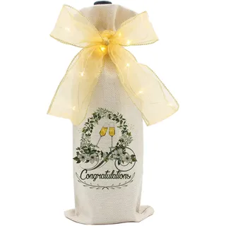 IMAYLLA Weihnachten Weinflaschen Taschen, Geschenk mit Licht, Glückwunschgeschenke für Männer oder Frauen, für Party, Hochzeit, Verlobung, Braut, Geschenke (Champagner)