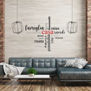 Deko Wandtattoo Wortwolke für Zuhause Wohnzimmer Esszimmer Arbeitszimmer Büro Tagcloud Wandbild selbstklebend Aufkleber selbst gestalten YX035 (Ohne Wunschtext, 05 Casa (italienisch))