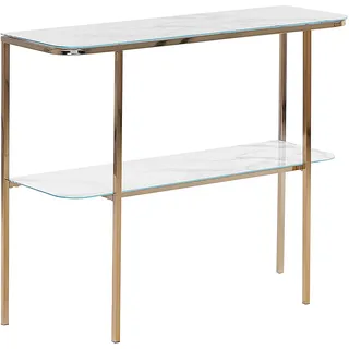 Beliani CALVERT Konsolentisch 100 x 35 x 0 cm Gold/Weiß