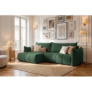 Fun Möbel Ecksofa Schlafsofa Stoff 2-Sitzer Grün