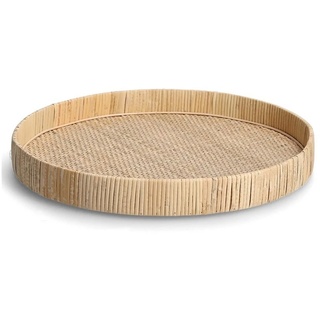 HTI-Living Tablett Dekotablett Rattan rund, Rattan, (Stück, 1-tlg), Serviertablett beige