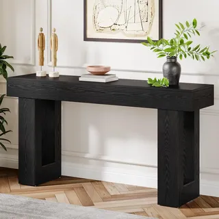 Tribesigns langer Konsolentisch, 160 cm Landhaus-Sofatisch aus Holz, schmaler Eingangstisch für Flur, Wohnzimmer, Eingangsbereich, Schwarz - Schwarz