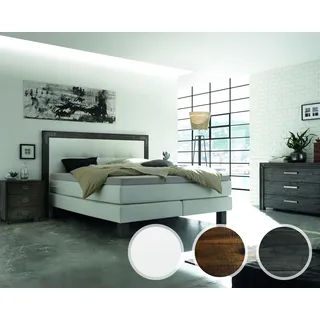 Hasena Boxspringbett Pronto Memphis 160x200 cm / Akazie Vintage braun, lackiert / Pepe beige / Superio-Top