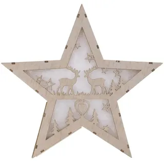 LED-Deko-Stern aus Holz Weihnachtsstern Adventsstern Weihnachtsschmuck Holzstern