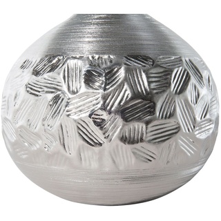 BELIANI Tischlampe Silber geschwungener Porzellanfuß Stoffschirm Grau Kabel mit Schalter Moderner Glamouröser Stil