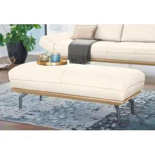 Polsterhocker "CR.420, Designhocker, Sitzhocker", weiß (perlweiß 534, 12), B:123cm H:43cm T:54cm, Flachgewebe DONNA (76% Polyester 24% Polyacryl);Leder Oskar- echtes Leder, CREATION BY ROLF BENZ, Hocker, Polsterhocker, in 2 Bezugsqualitäten, Holzrahmen in Eiche Natur oder Nussbaum