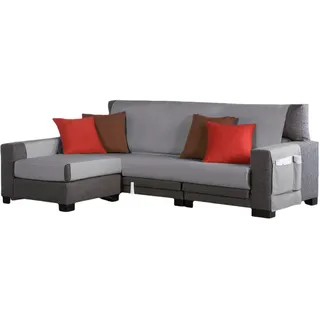Estoralis | BERET | Moderner Chaiselongue-Bezug | Strapazierfähiger Jacquard-Stoff | Farbe - Hellgrau | Chaisse Longue 275 cm linker Arm Stoffgröße 275 x 255 cm Schutz für alle Arten von Sofas