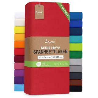 LAVEA Spannbettlaken Baumwolle-Jersey 60 x 130 - 70 x 140 cm rot 1 St.