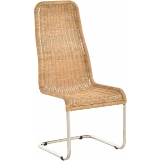 Rattan Schwingstuhl Esszimmerstuhl ohne Armlehne (Honig Dunkel,Hohe Rückenlehne)