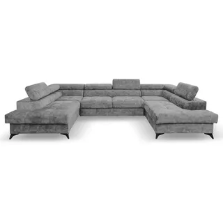 beautysofa Eckcouch Polyester U-Form 3-Sitzer Grau