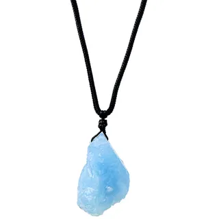 HHCTEBEC Aquamarin-Halskette, Aquamarin-AnhäNger, NatüRliche Aquamarin-Kristalle, UnregelmäßIger AnhäNger, Handgefertigte Halskette Aus Blauem Stein FüR Damen Und Herren,2~3cm
