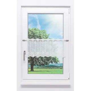 Plauener Spitze® Scheibengardine Windrose (1 St), transparent, HxB 30x40.5cm weiß 40 cm x 30 cm