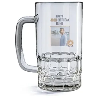 Wanapix | Bierglas Personalisiert mit Foto und Text | Bierkrüge aus Glas | Milchglas bedrucken | 500 ml | Bierkrüge zum Verschenken | Geburtstag
