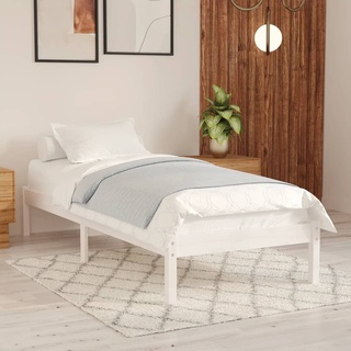 vidaXL Massivholzbett Weiß Kiefer 100x200 cm - Bettrahmen - Holz-Bettrahmen - Bett - Betten
