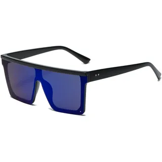Long Keeper Übergroße Sonnenbrille Quadratisch für Herren Damen Vintage Sonnenbrille Eckig Verspiegelt Groß UV400-Schutz Mode Quadratisch Brille, 60MM - Oversized