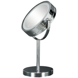 Kleine Wolke Leuchtspiegel Bright Mirror, Chrom, Metall, Glas, rund, 17.5x29.5x12 cm, feuchtraumgeeignet, Spiegel, Schminkspiegel