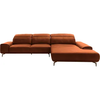 Musterring Wohnlandschaft MUSTERRING "MR 2490 Ecksofa mit erstklassigem Sitzkomfort, Long-Life-Leder", braun (cognac, b), B:342cm T:207cm, Sofas, Wohnlandschaft, Bronze-Fuß Sitzhöhe 46cm, wahlweise mit Funktionen, Maße 342 x 207 cm