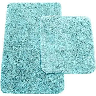 Famanu Badmatten Set - 2-teilig, ca. 50/80 cm und WC-Matte ca. 45/50 cm, Farbe: Türkis
