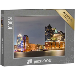 puzzleYOU Puzzle Elbphilharmonie und Hamburger Hafen bei Nacht, 1000 Puzzleteile, puzzleYOU-Kollektionen Hamburg, Deutsche Städte