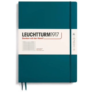 LEUCHTTURM1917 359788 Notizbuch Master Slim (A4+) Hardcover, 123 nummerierte Seiten, Pacific Green, Liniert