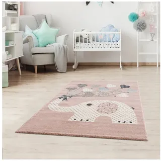 Jimri Kinderteppich DOT ́S Teppiche für Kinderzimmer, Kinderzimmerteppich, Teppich, Läufer, Regenbogen rosa Läufer | 80 cm x 150 cm