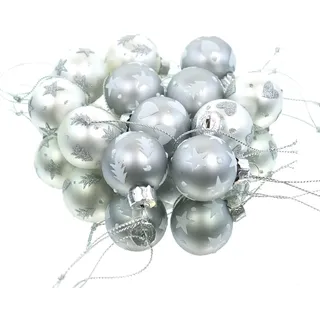 Boltze Mini-weihnachtskugeln Symbole Silbertöne Ø 3 Cm 12er Set - Glas