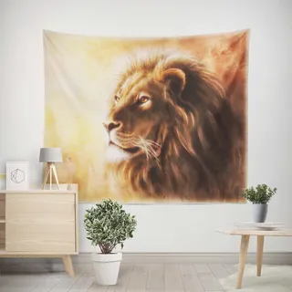 EHOMERY Wandteppich Uni Wandtuch Vertikal Löwe Wandteppich Groß Wanddekoration Hängend Wohnzimmer Schlafzimmer Wandbehang Dekoration 100x70cm