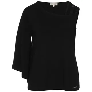 Sarah Kern T-Shirt Off-Shoulder Shirt figurumspielend mit Volantärmel schwarz