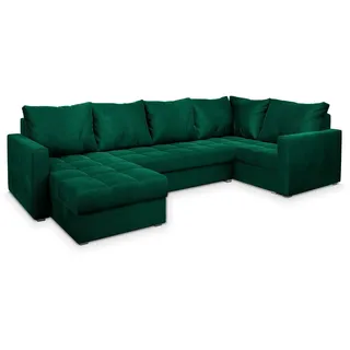 masseno Eckcouch Polyester U-Form mit Schlaffunktion 2-Sitzer Grün