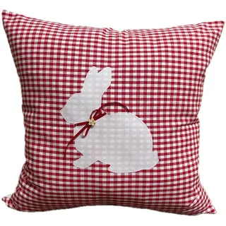 Ammerkind Dekokissen Landhausstil Kissenbezug, *Ostern* rot/weiß kariert, 100% Handarbeit rot 50 cm x 50 cm