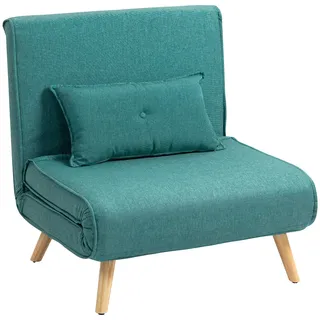 HOMCOM Schlafsessel 1-Sitzer 4 in 1, Chauffeuse und Schlafsessel mit 5-fach verstellbarer Rückenlehne, inkl. Kopfkissen, Schlafsofa Klick-Klack für Gäste, Wohnzimmer, Büro, grün