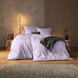 Estella Valetta Unifarben Baumwolle Lila 155 x 220 cm + 2 x 80 x 80 cm