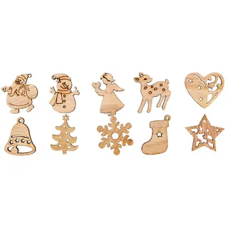 10 Mini-weihnachtsdekorationen Aus Holz: Weihnachtsmann, Schneemann, Rentier Und Schneeflocken Für Den Weihnachtsbaum
