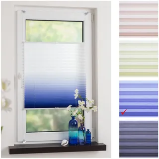LIEDECO Plissee Farbverlauf 75 x 130 cm Blau