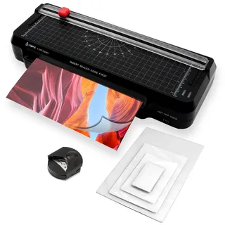 Olympia 4 in1 Laminiergerät | integriertes Schneidelineal & Laminierfolien-Set | Eckenrunder