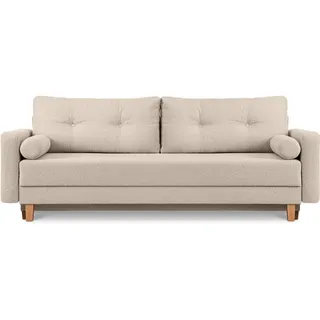 Konsimo Schlafcouch Stoff 3-Sitzer Creme