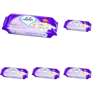 LULA Sanftes Feuchtes Toilettenpapier, Hygienepapier Mit Kamillenextrakt, 60 Stk., Wc Papier Weißes Papier (Packung mit 5)