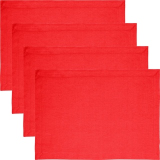 REDBEST Platzset Tischset "Tulsa" 4er-Pack, (4-St), Baumwolle Uni rot