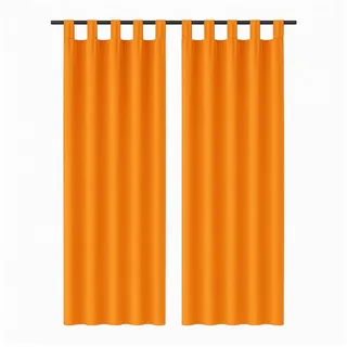BestLivings Gardine "Ellen" mit Schlaufen (2 St), Schlaufe, blickdicht, Polyester, einfarbig, modern, waschbar bei 30°C orange 140 cm x 225 cm