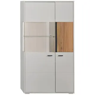 Hom`in Highboard, Esche, Hellgrau, Kunststoff, 7 Fächer, 83.3x154.1x37.4 cm, Frontbeleuchtung, Wohnzimmer, Kommoden & Sideboards, Highboards