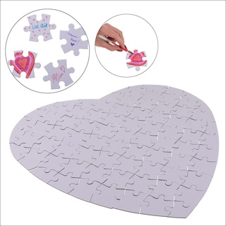 Weißes Herz-Puzzle mit 80 beschriftbaren Teilen ca. 60 x 60 cm in Geschenkverpackung