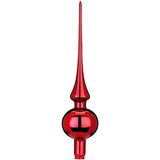INGE-GLAS® Christbaumspitze einfarbige Spitze, ochsenblut glanz, Ø7cm x 30cm (1-tlg), mundgeblasen rot