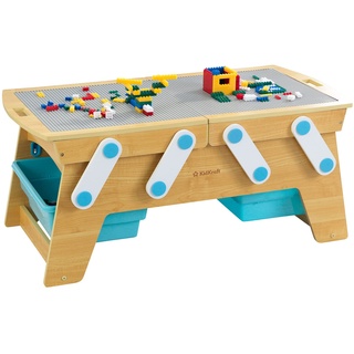 KidKraft Bausteine Play N Store Kindertisch mit Aufbewahrungsbox, Spieltisch aus Holz mit 200+ Bausteine, Spielzeug für Kinder ab 3 Jahre, Kinderzimmer Möbel, 17512